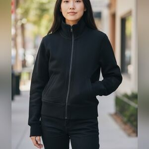 Lululemon Full Zip Black Scuba Jacket with Pink Logo